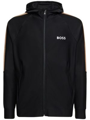 Mikina s kapucí na zip Boss černá