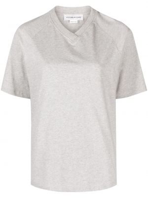 T-shirt en coton à imprimé Victoria Beckham gris