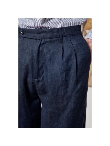 Pantalones chinos de lino Massimo Alba azul
