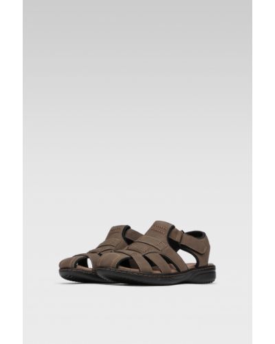 Kožené sandály z imitace kůže Lanetti khaki