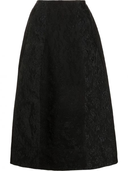 Falda midi con bordado de flores Simone Rocha negro