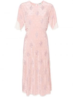 Jedwabna sukienka midi Zadig&voltaire różowa
