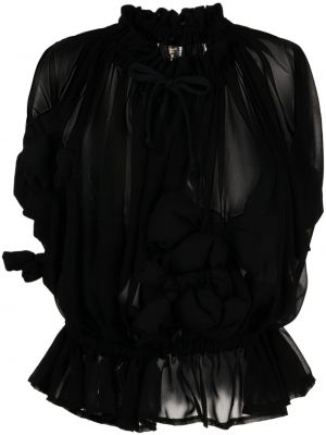 Прозрачна блуза с панделка Comme Des Garçons черно