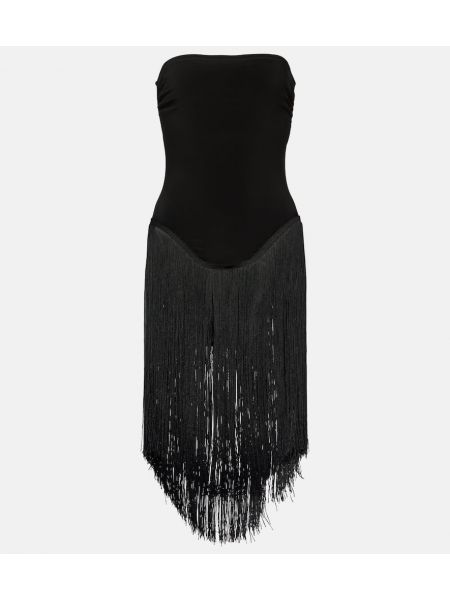 Mini vestido con flecos Norma Kamali negro