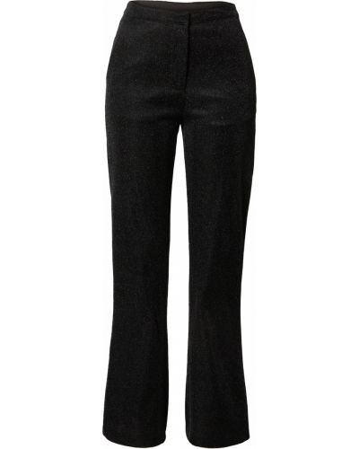Jednofarebné nohavice s vysokým pásom na zips Rut & Circle - čierna