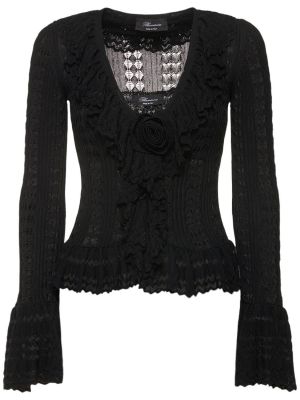 Viskózový bavlnený kardigán Blumarine čierna