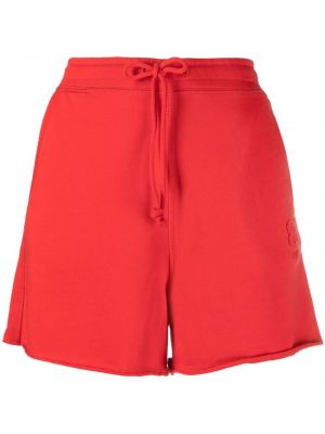 Shorts de sport brodeés en coton Ganni rouge
