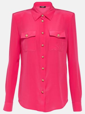 Camisa de seda de crepé Balmain rosa