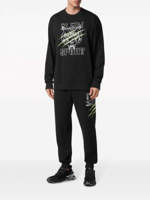 Sportiska stila džemperis ar apdruku ar tīģera rakstu Plein Sport melns