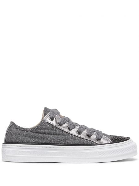 Spitzen leder schnür sneaker Brunello Cucinelli grau