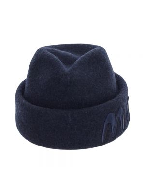 Haftowany kapelusz wełniany Moncler niebieski