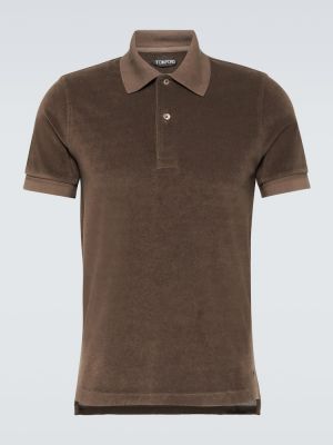 Medvilninis polo marškinėliai Tom Ford ruda