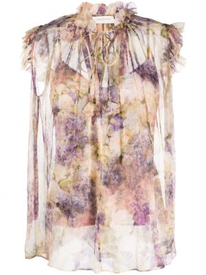 Bluză de mătase cu model floral cu imagine Zimmermann