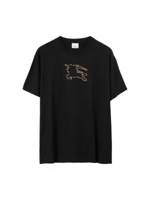 Koszulka z nadrukiem w kratkę Burberry czarna