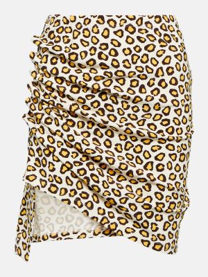 Minigonna con stampa leopardato in jersey Rabanne