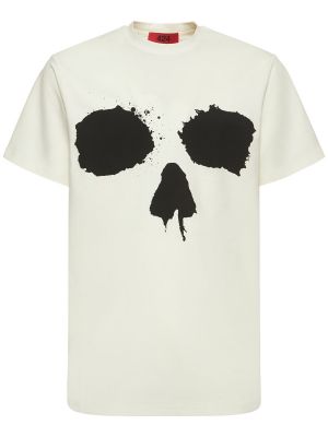 Памучна тениска с принт от джърси 424 бяло