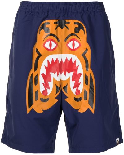 Pantalones cortos deportivos con estampado con rayas de tigre A Bathing Ape® azul