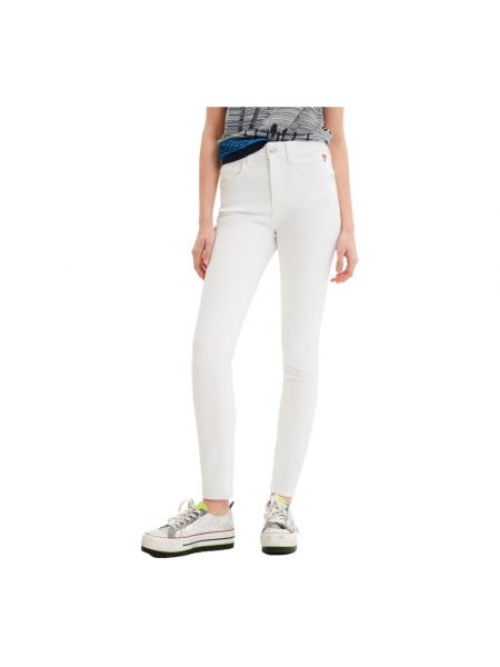 Einfarbige skinny jeans mit reißverschluss Desigual weiß