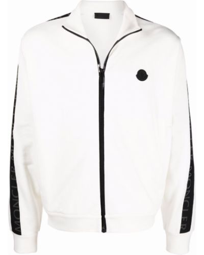 Kokvilnas džemperis ar rāvējslēdzēju Moncler balts