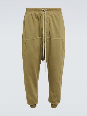 Spodnie sportowe bawełniane z dżerseju Drkshdw By Rick Owens zielone