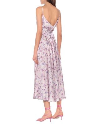 Сатенена миди рокля на цветя Paco Rabanne виолетово