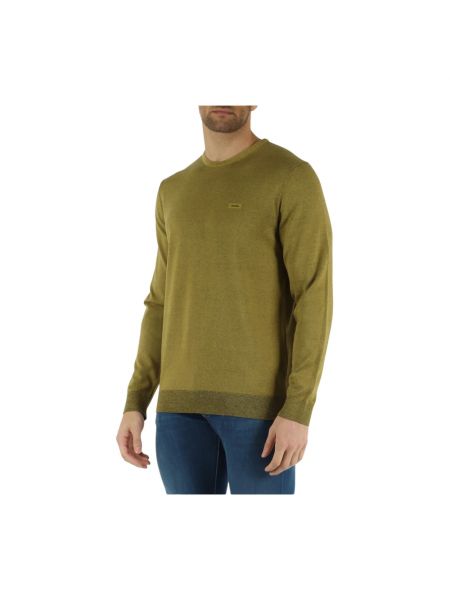Jedwabny sweter z okrągłym dekoltem Calvin Klein zielony