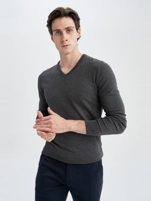 Серый пуловер Defacto