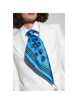 Bufanda de seda Alexander Mcqueen azul