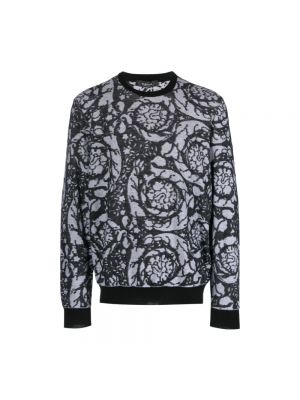 Sweter z okrągłym dekoltem Versace czarny