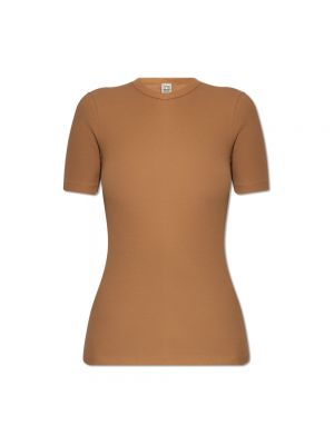 T-shirt di cotone in jersey Toteme marrone