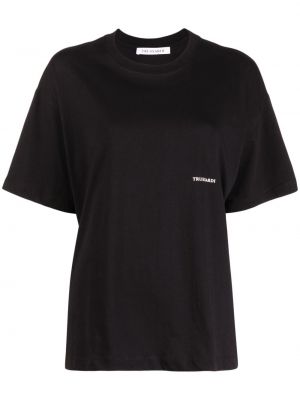 Oversize kokvilnas t-krekls ar apdruku Trussardi melns