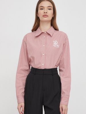 Bavlněná košile Lauren Ralph Lauren růžová