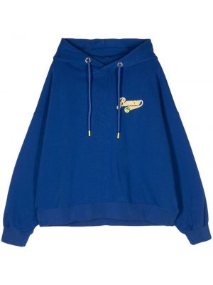 Pamučna hoodie s kapuljačom s printom oversized Barrow plava