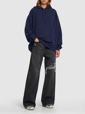 Jersey de algodón con capucha de tela jersey Mm6 Maison Margiela azul