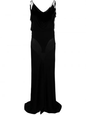 Прозрачна вечерна рокля с драперии The Attico черно