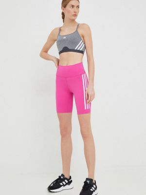 Панталон с висока талия с принт Adidas Performance розово