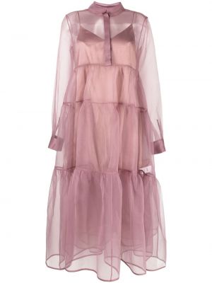 Růžové průsvitné midi šaty Paskal