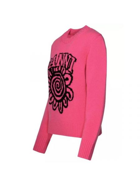 Шерстяной свитер Ganni розовый