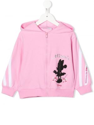 Hoodie med dragkedja för tjejer Monnalisa rosa