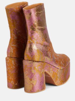 Ankle boots na platformie żakardowe Dries Van Noten