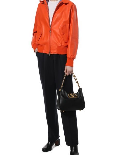 Кожаная куртка Ralph Lauren оранжевая