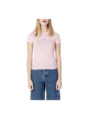 Koszulka z nadrukiem Tommy Jeans różowa