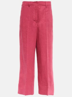 Lniane proste spodnie S Max Mara różowe