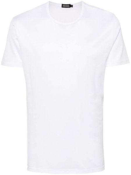 Βαμβακερή μπλούζα με στρογγυλή λαιμόκοψη Zegna λευκό