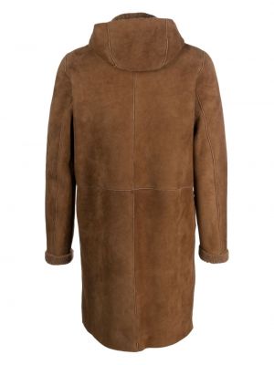 Oboustranný semišový kabát s kapucí Salvatore Santoro hnědý