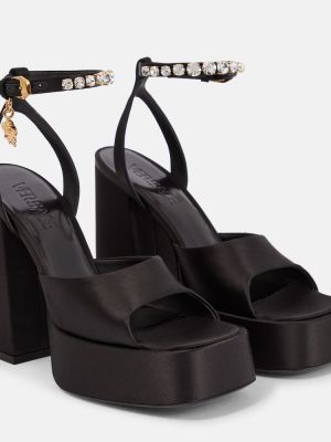 Sandale din satin cu platformă Versace negru