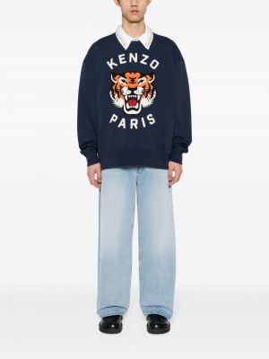 Medvilninis džemperis su tigro raštu Kenzo mėlyna