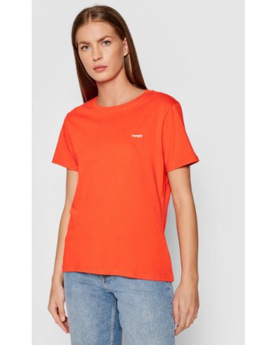 T-Shirt Sign Off Tee W7Q0D3 Czerwony Regular Fit Wrangler