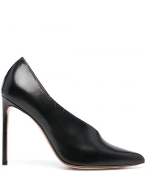 Асиметрични кожени полуотворени обувки Francesco Russo черно
