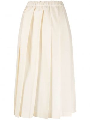 Plisované vlněné midi sukně Comme Des Garçons Girl bílé